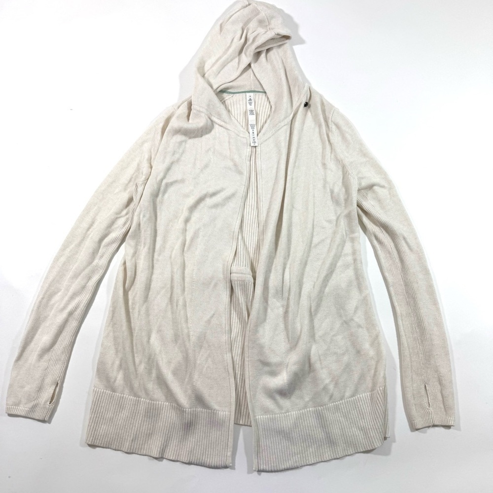 Lululemon Peace Of Mind Wrap Heathered White Hooded Cardigan